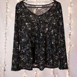 LIKE NEW Sheer Floral Long Sleeve
